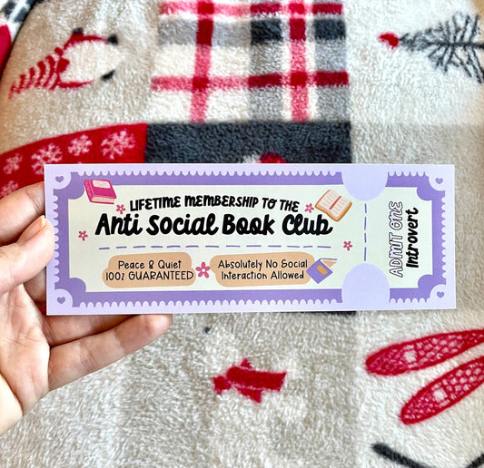 Anti social book club bookmark