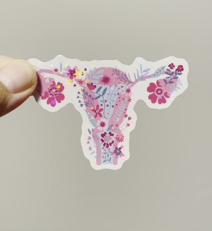 Floral uterus sticker