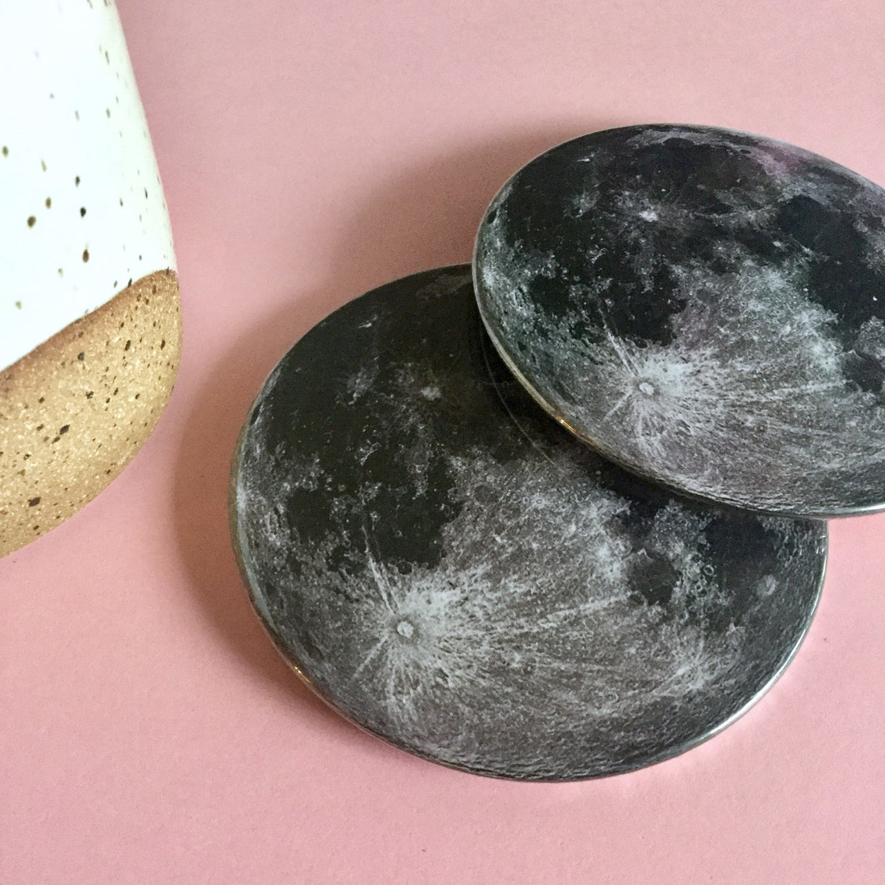 Moon coaster set / Moon drink coasters - Radical Buttons