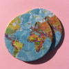 World map coaster set / World map drink coasters - Radical Buttons