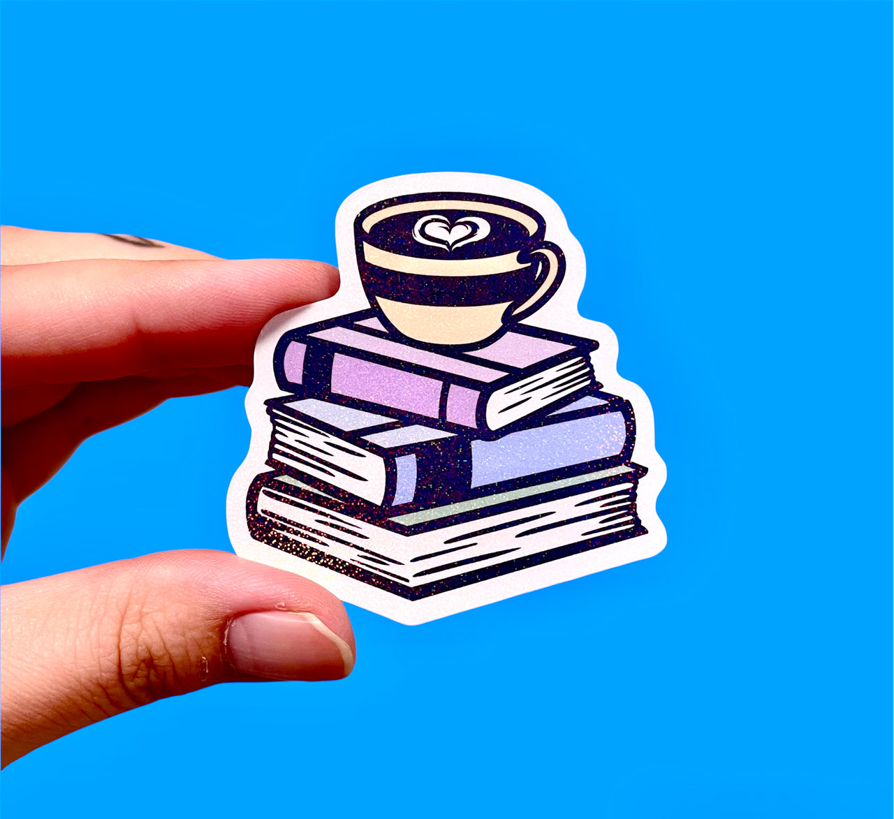 Books and coffee sticker