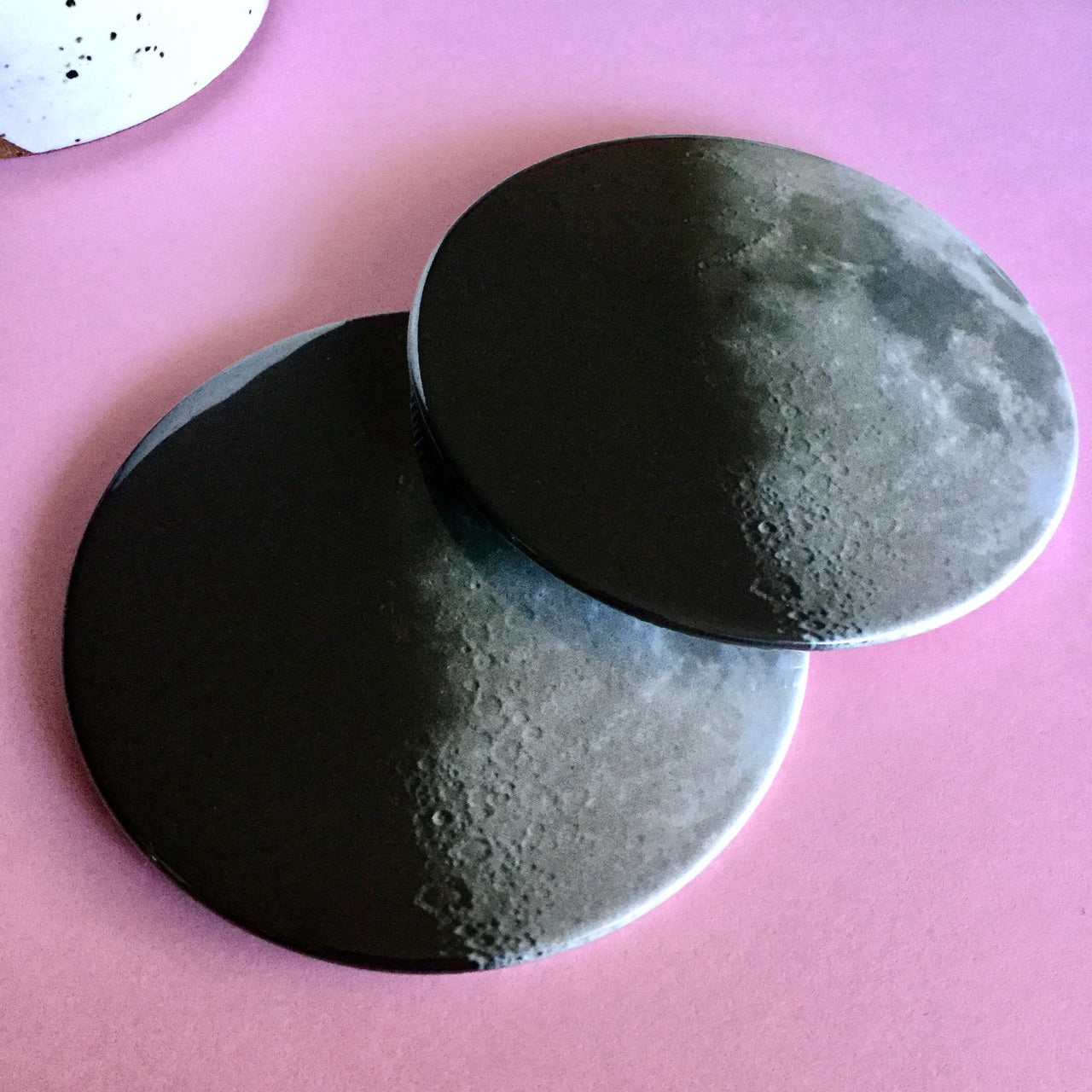 Half moon coaster set / Moon drink coasters - Radical Buttons