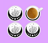 Moon and flowers coaster set