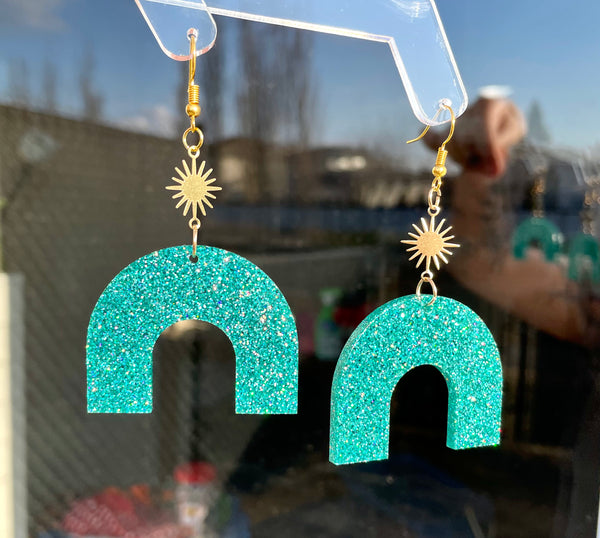 Glitter rainbow earrings