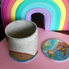 World map coaster set / World map drink coasters - Radical Buttons