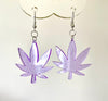 Weed leaf glitter earrings