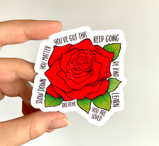 Self care rose stickers (pack of 3 or 5)