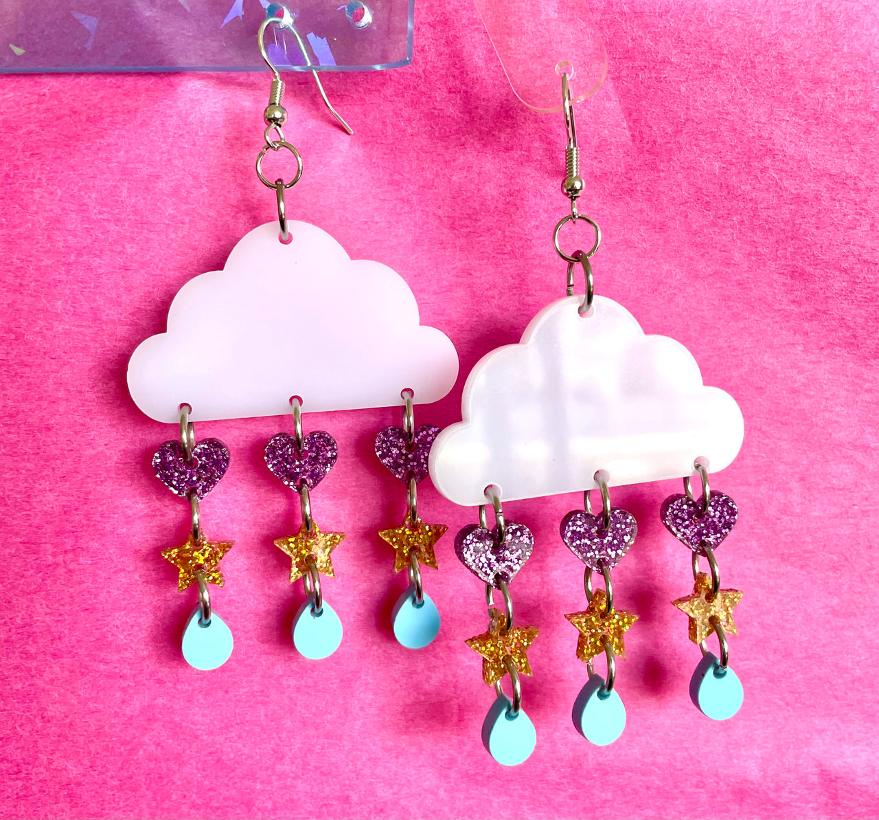 Rainbow cloud earrings