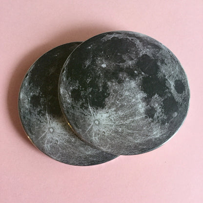 Moon coaster set / Moon drink coasters - Radical Buttons