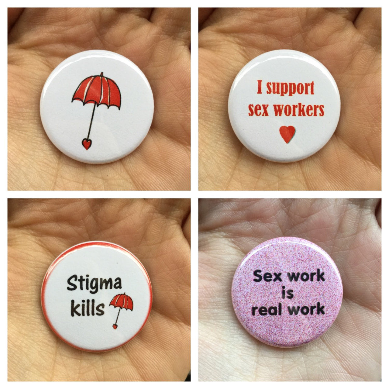 Sex work support buttons - Radical Buttons