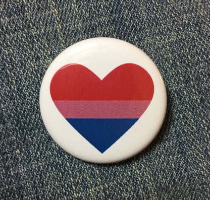 Bisexual pride heart button - Radical Buttons