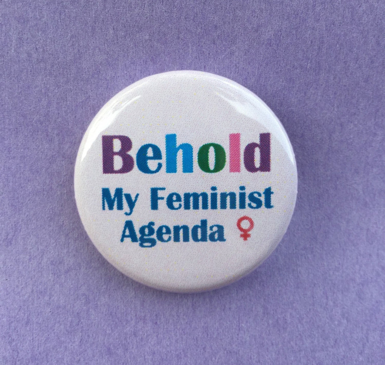 Behold my feminist agenda / Feminist button - Radical Buttons