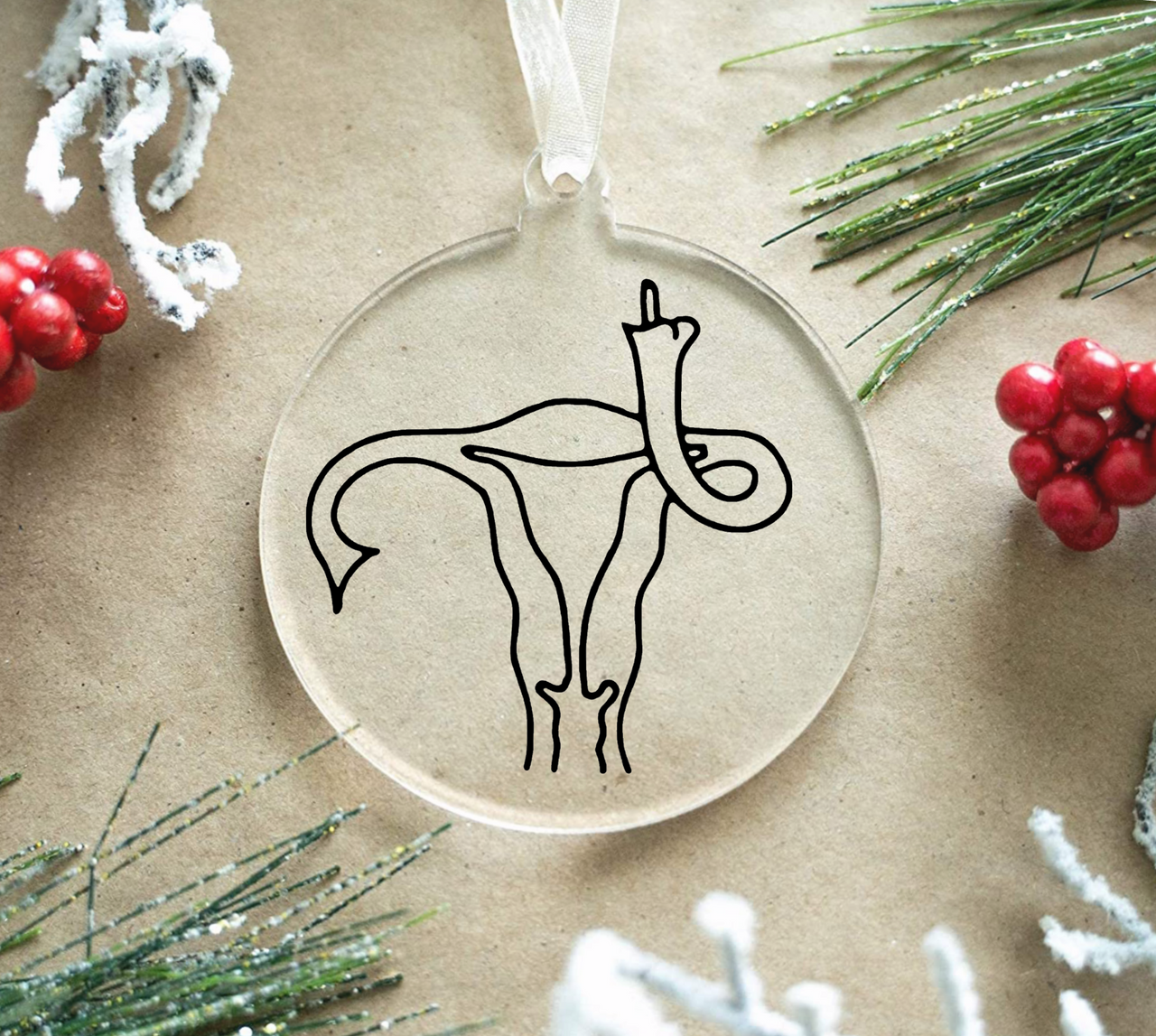 Angry uterus tree ornament