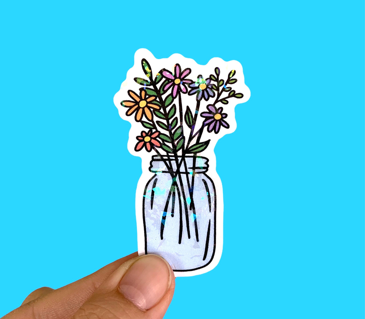 Floral mason jar (pack of 3 or 5 stickers)