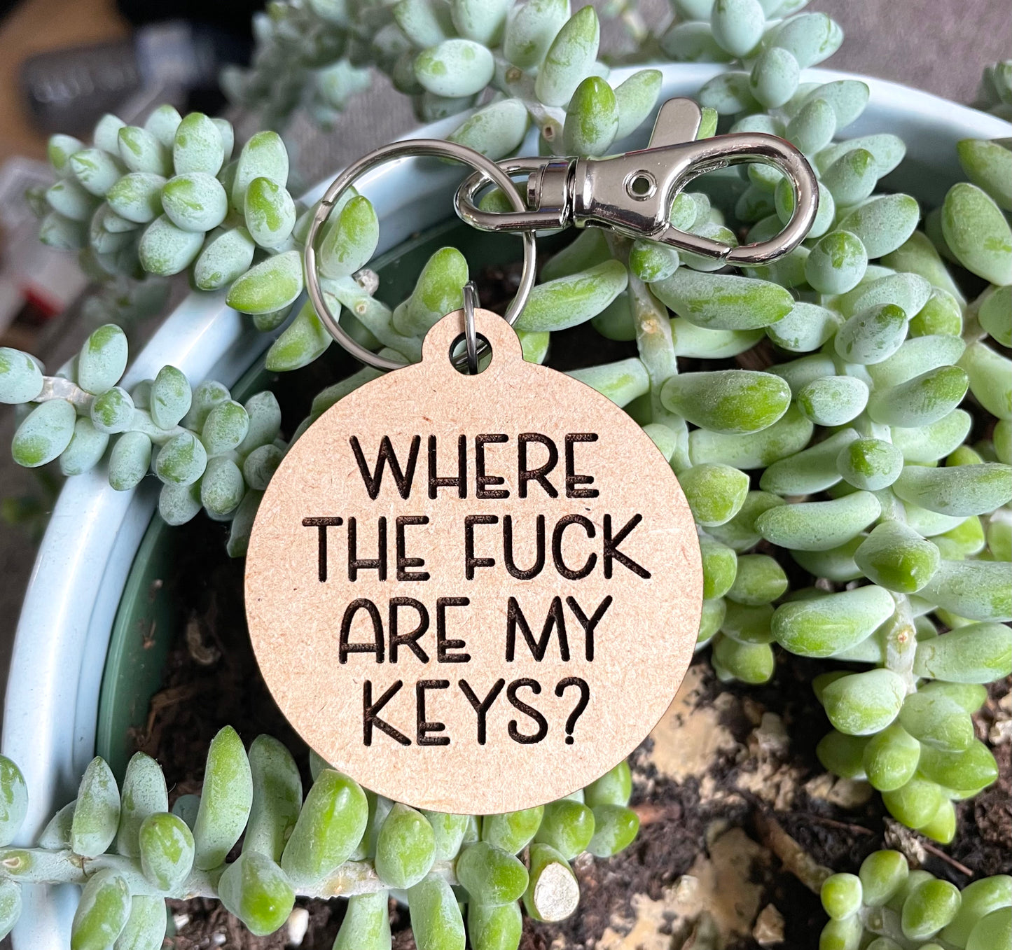 Where the fuck are my keys wooden keychain