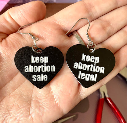 Keep abortion safe/legal earrings