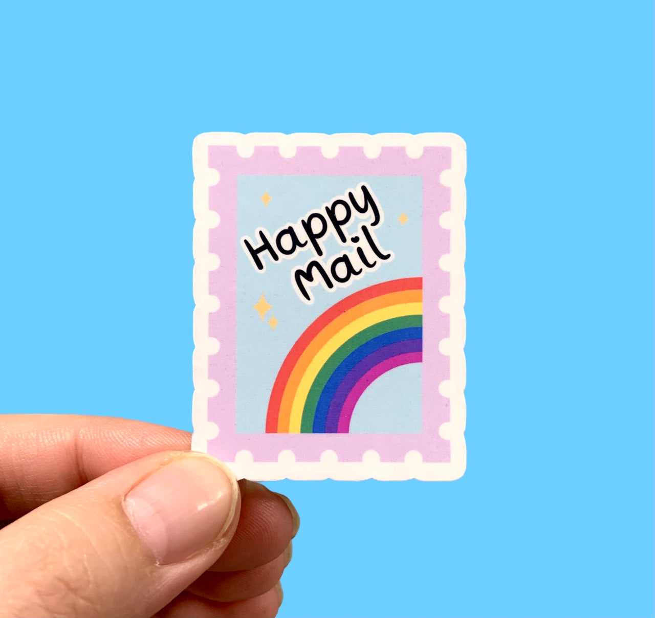 Happy mail rainbow stamp (pack of 3 or 5 stickers)