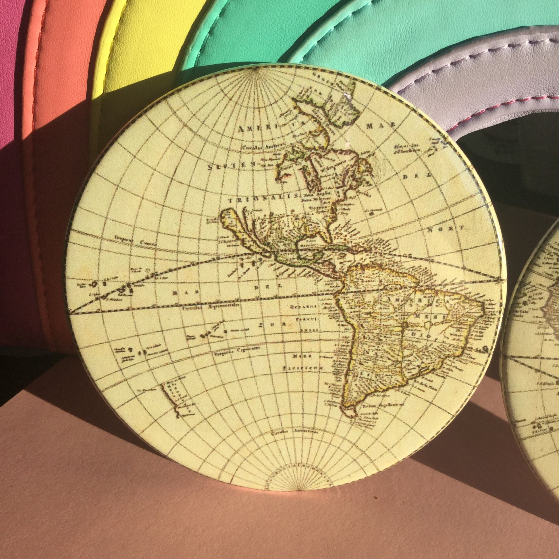 Old world map coaster set / World map drink coasters - Radical Buttons