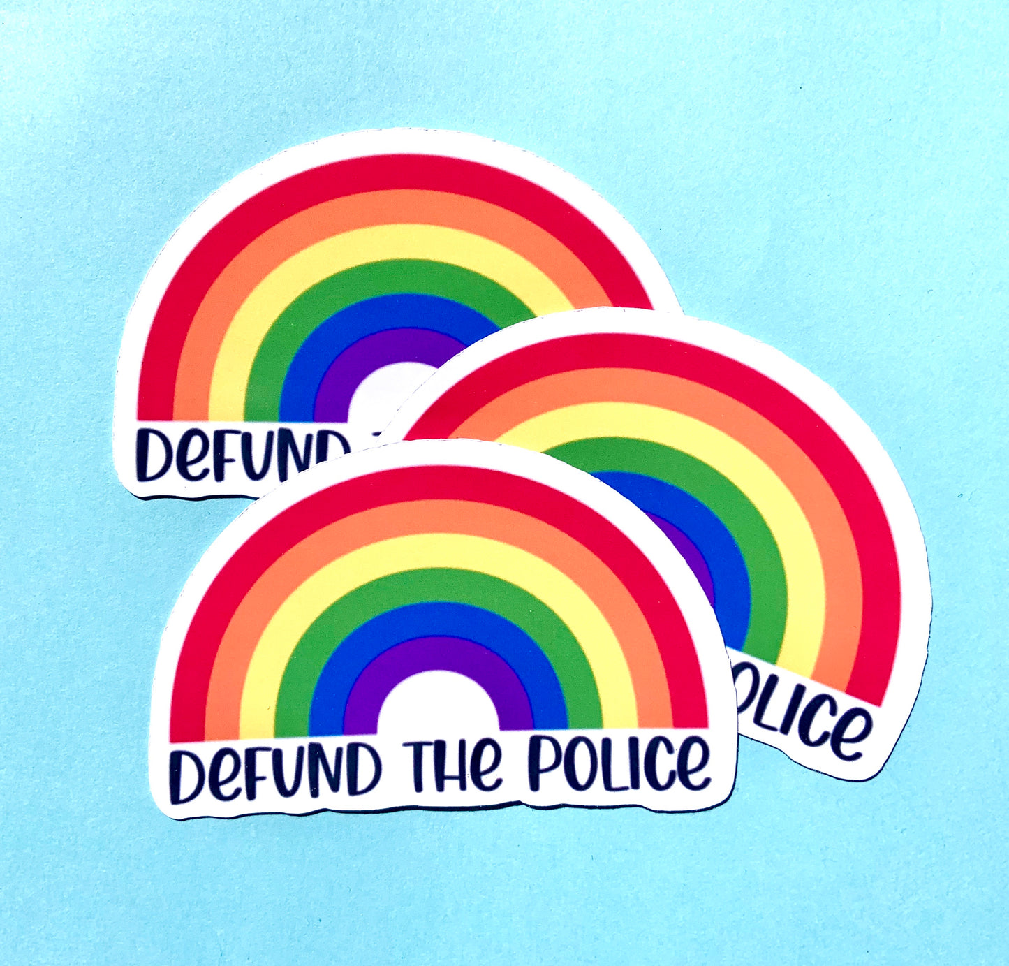 Defund the police rainbow stickers
