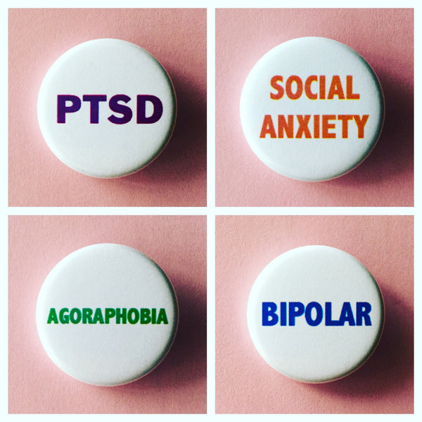 Social anxiety/Mental Health buttons - Radical Buttons