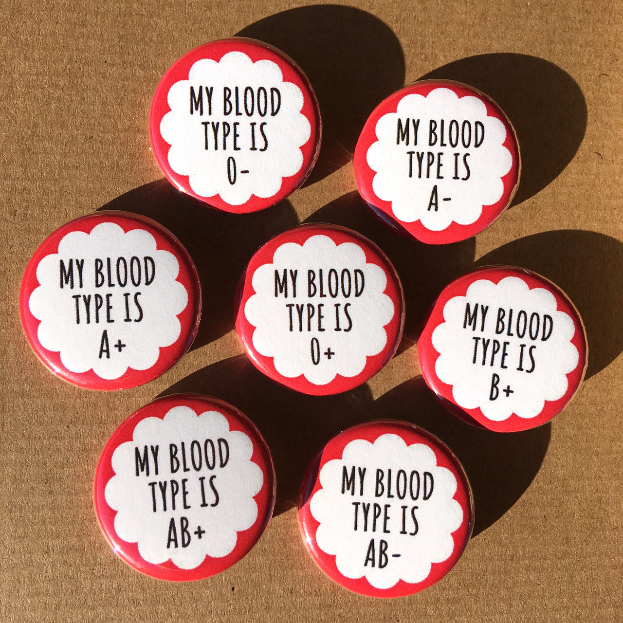 Blood type buttons - Radical Buttons
