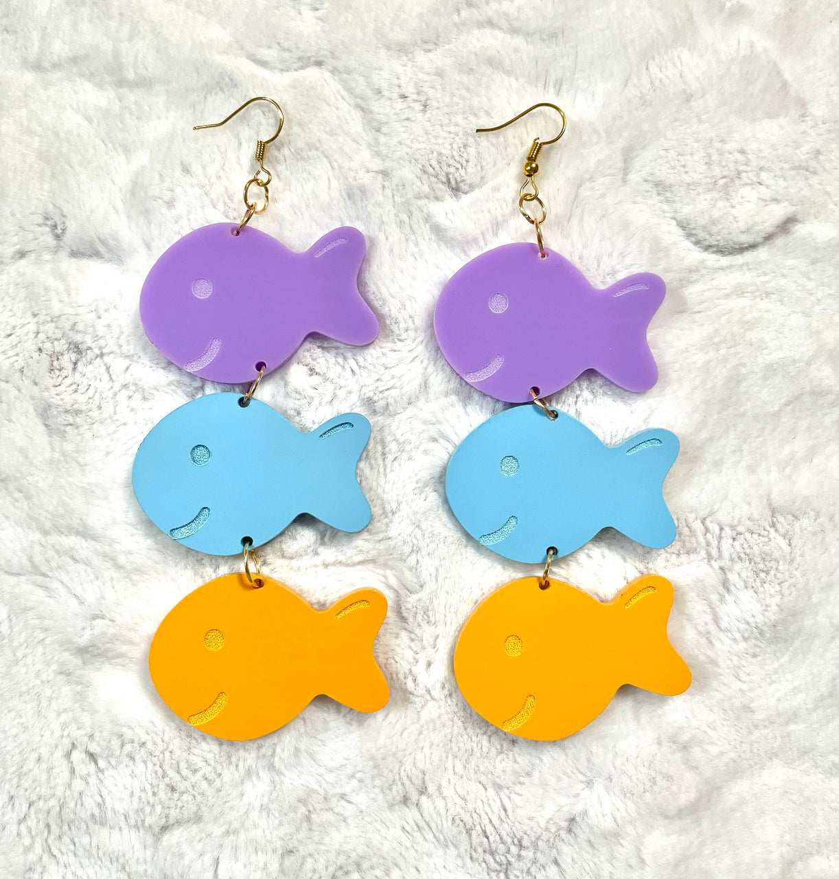 Rainbow goldfish cracker earrings