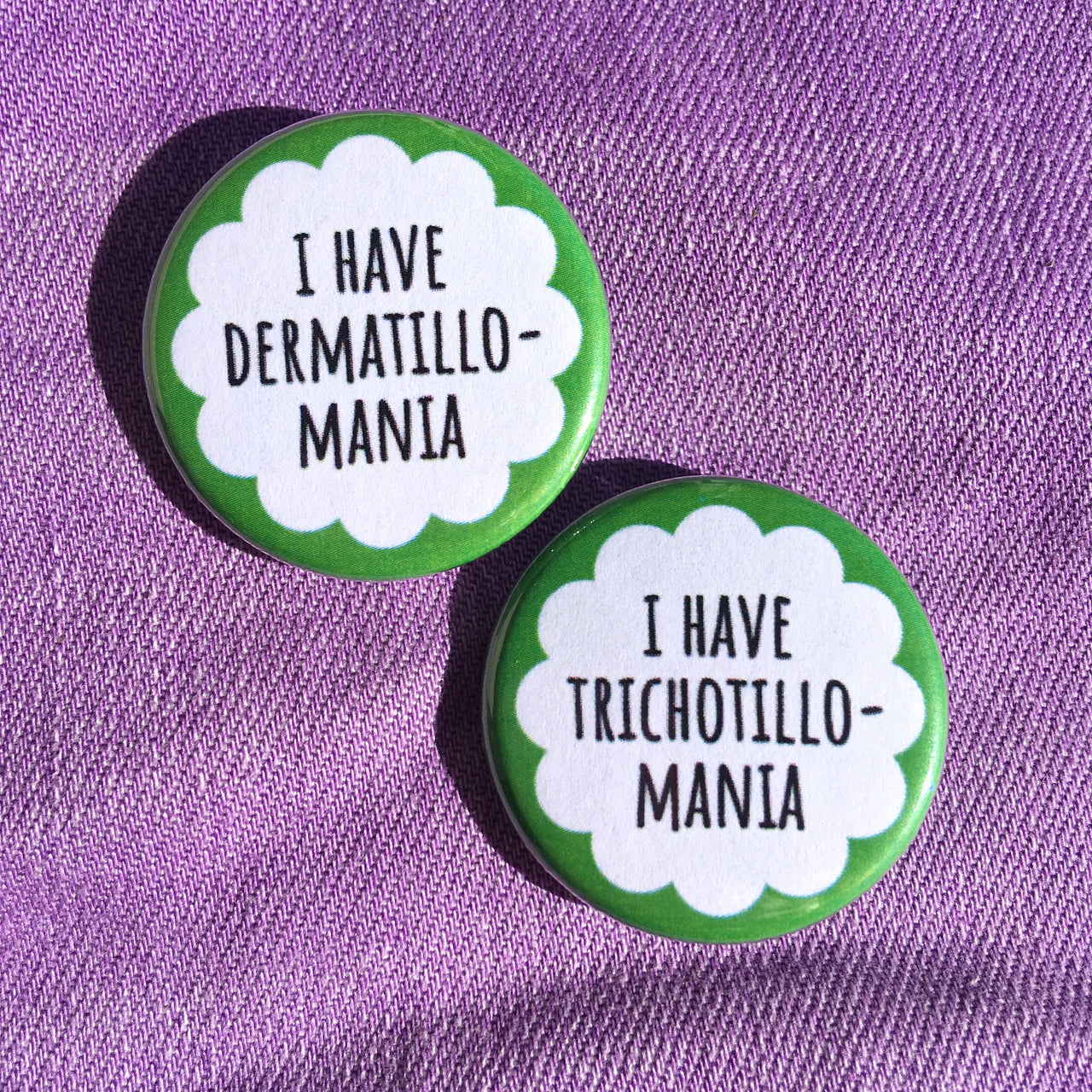Dermatillomania and trichotillomania buttons - Radical Buttons