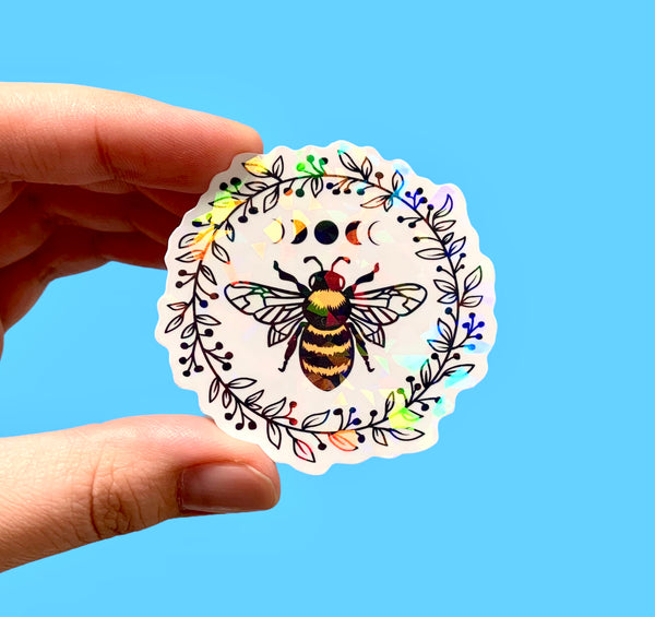 Bee holographic sticker (pack of 1, 3 or 5 stickers)