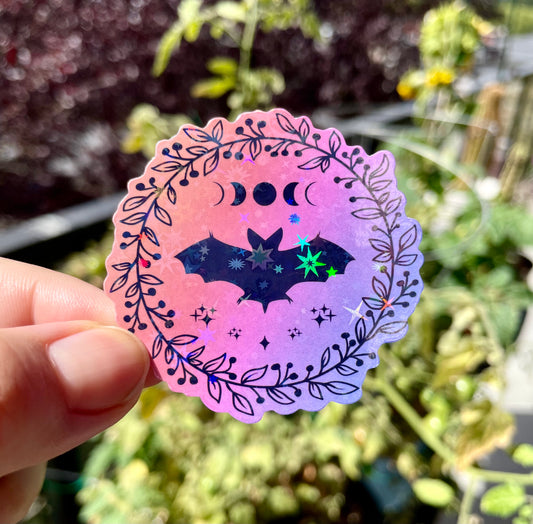 Halloween bat holographic sticker