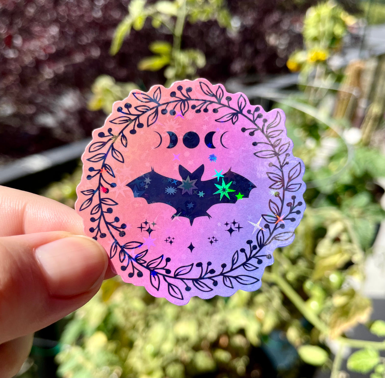 Halloween bat holographic sticker