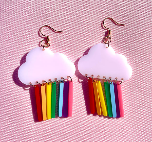 Rainbow cloud earrings