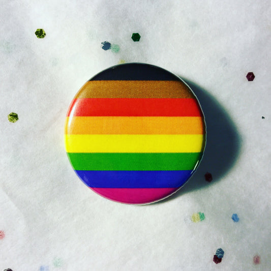 Inclusive pride rainbow flag button - Radical Buttons