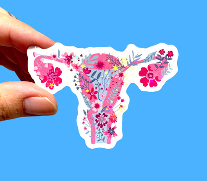 Floral uterus sticker
