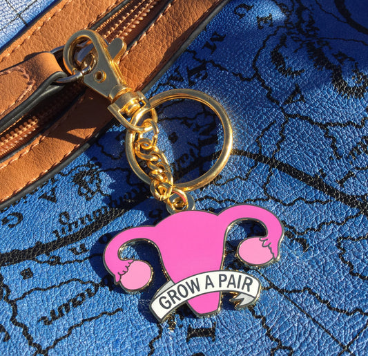 'Grow a pair' purse charm/keychain - Radical Buttons
