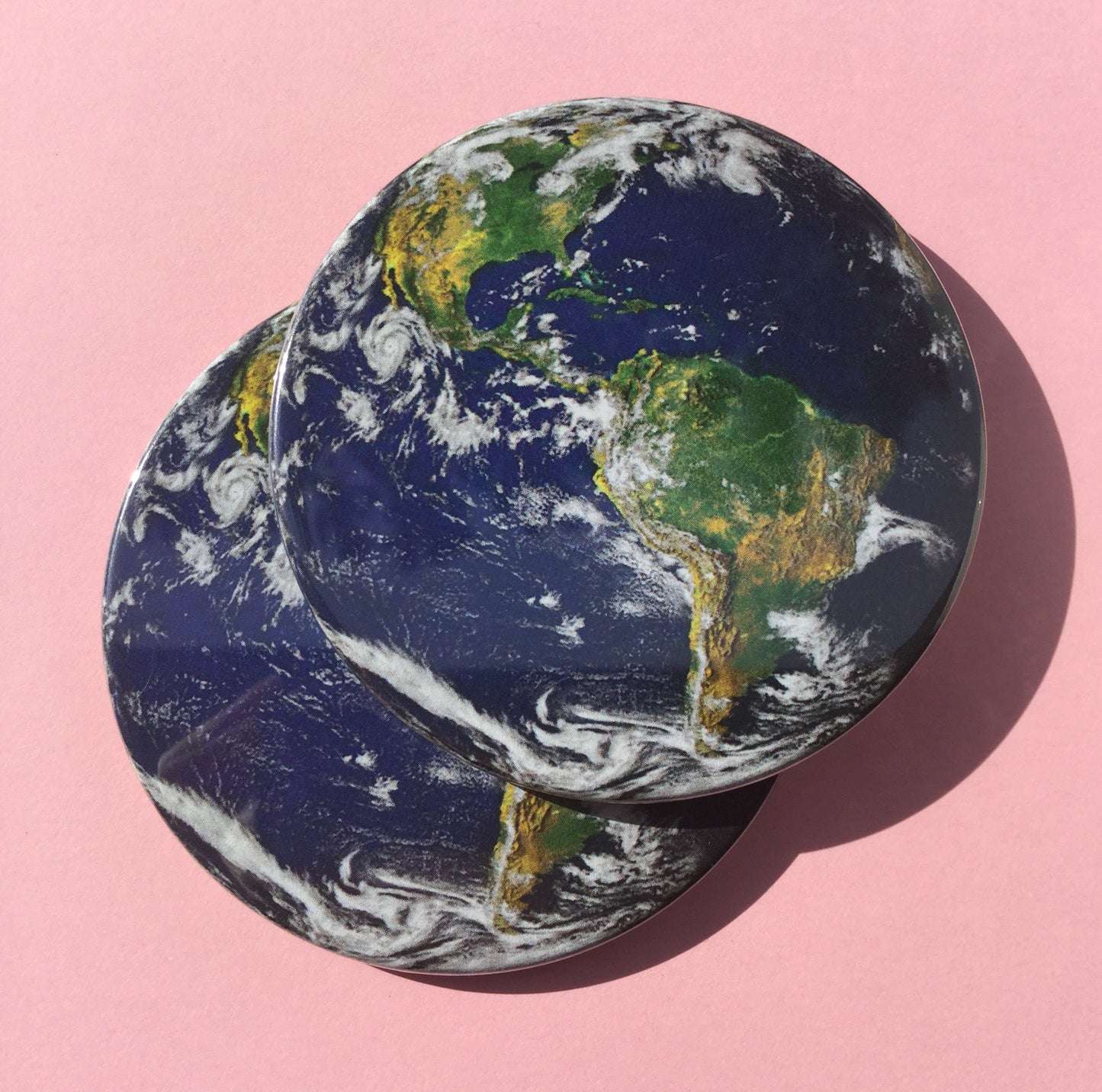 Earth coaster set / Earth drink coasters - Radical Buttons
