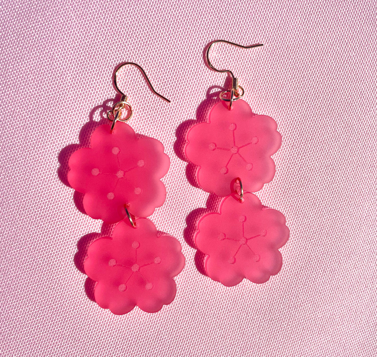 Pink cherry blossom earrings