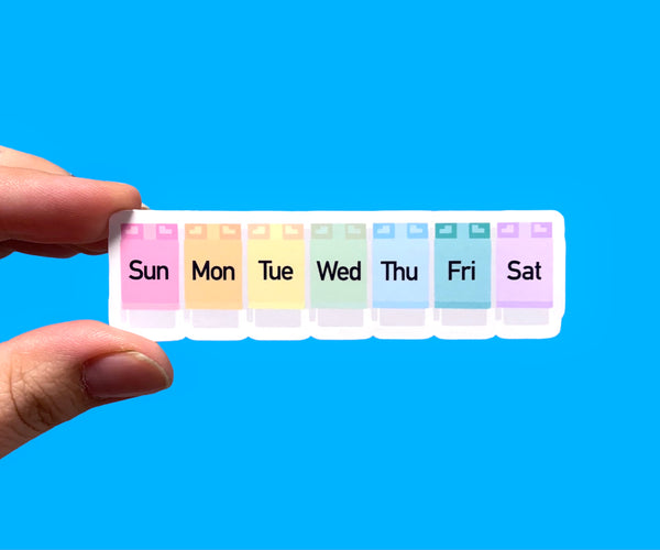 Rainbow pill organizer (pack of 3 or 5 stickers)